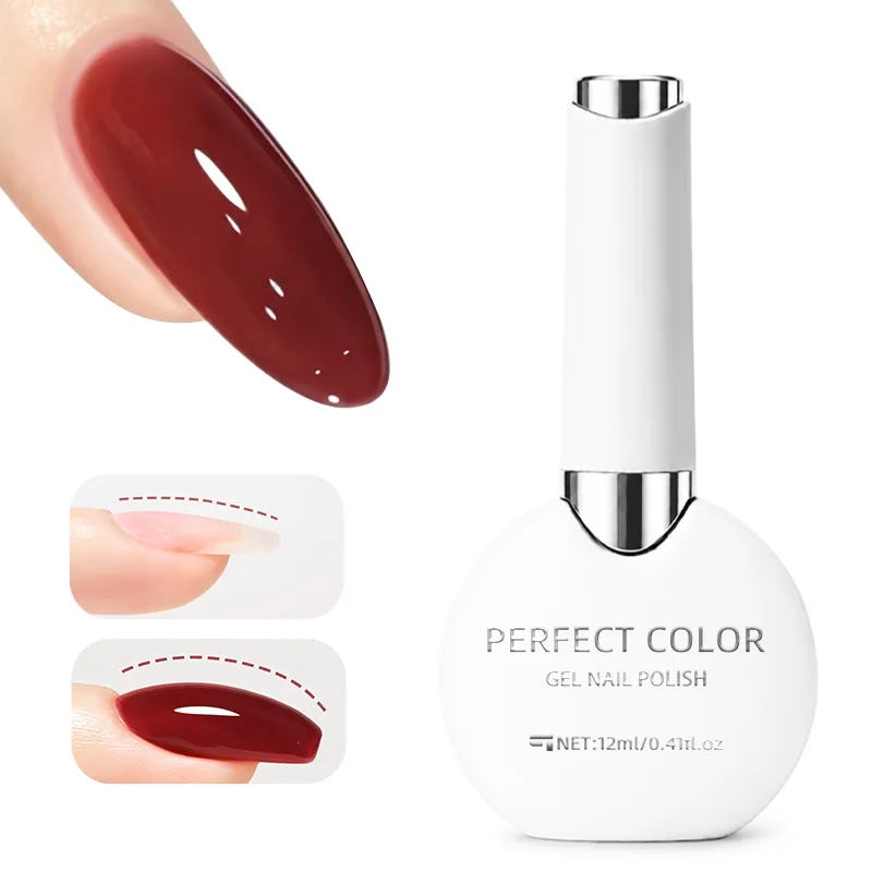 PERFECT COLOR Rubber Base Gel 12ml Nude Color Builder Gel Self Leveling Nail Strengthening Gel Natural Color Base for Nail Overlay UV LED Lamp Cure Long Lasting Gel Manicure