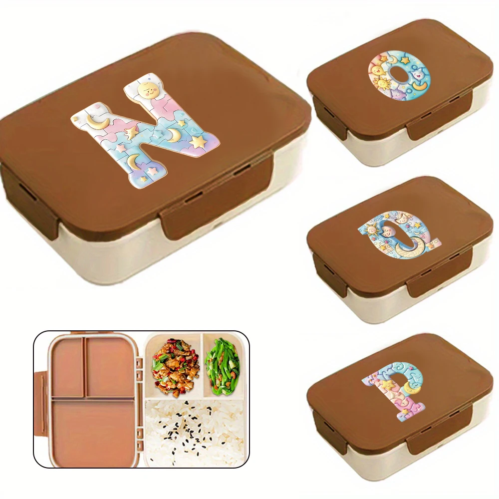 

Durable Bento Case Portable With Lid Lunch Box Dustproof Leak Proof Saw Puzzle Initial Name 26 Letters Pattern