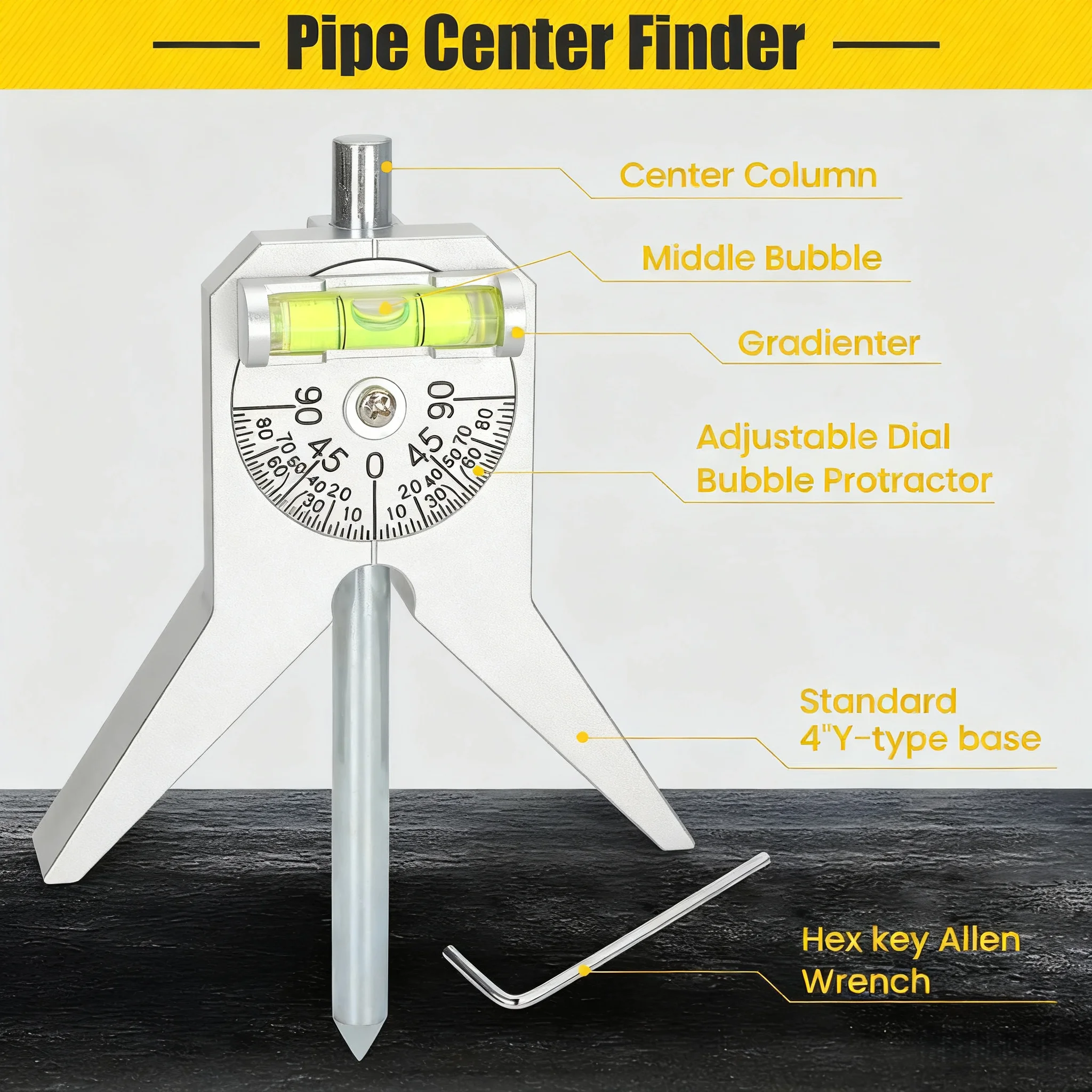 Pipe Center Locator with Adjustable Dial Bubble, Pipe Marking Centering Tool, Pipe Center‑Marking Head