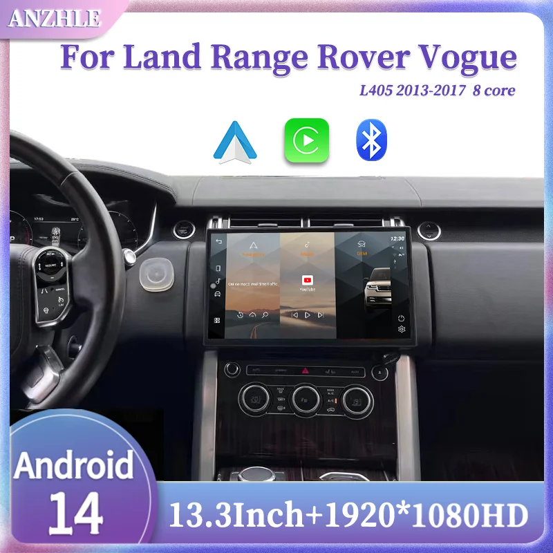 13.3-inch Android 14 For 2013-2017 Range Rover Vogue L405 Multimedia Player Radio Carplay Auto Retains The Original Feature Menu