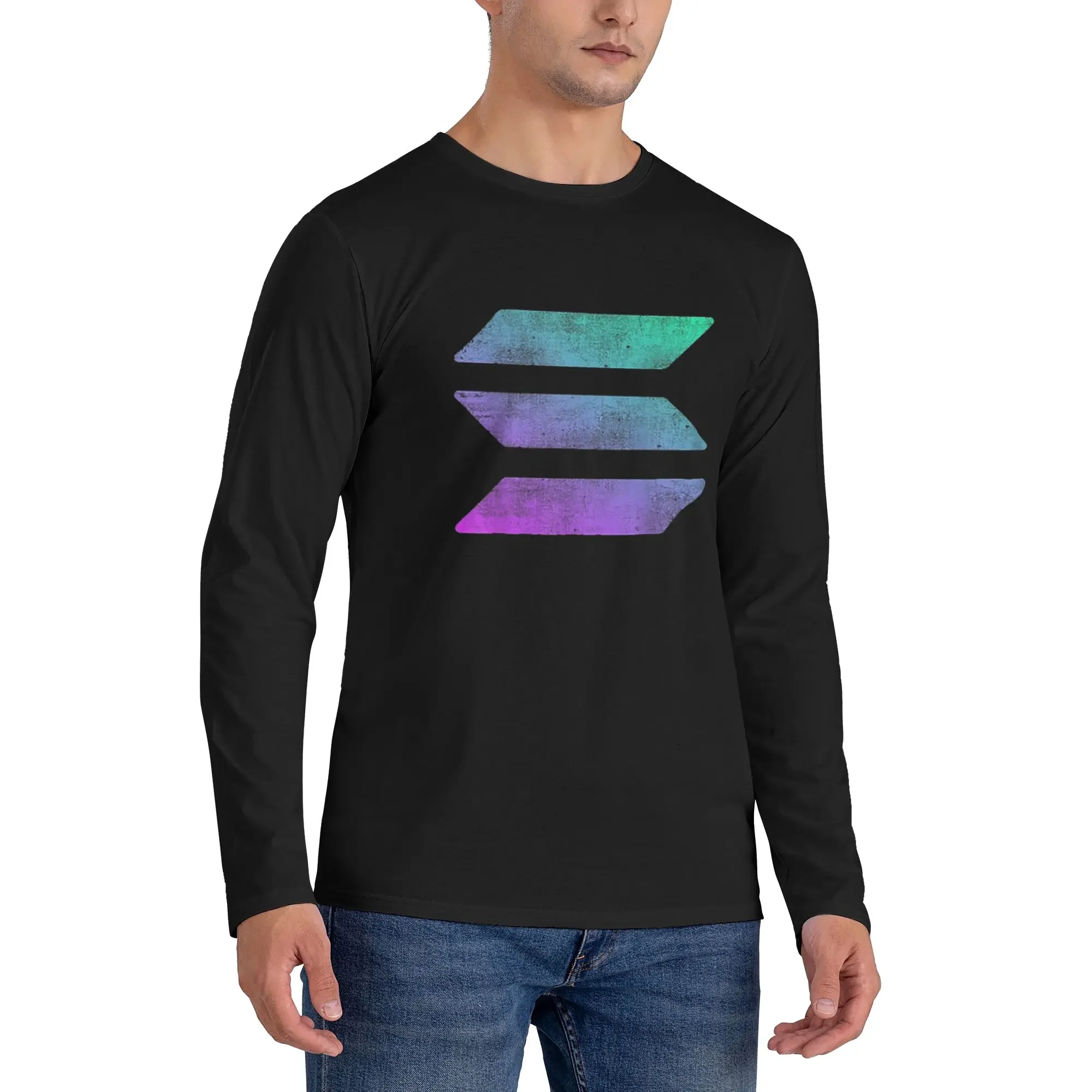

Solana Cryptocurrency - Solana SOL Men's Long Sleeved T-shirt Fashion Round Neck T shirts Spring and Autumn Men tops