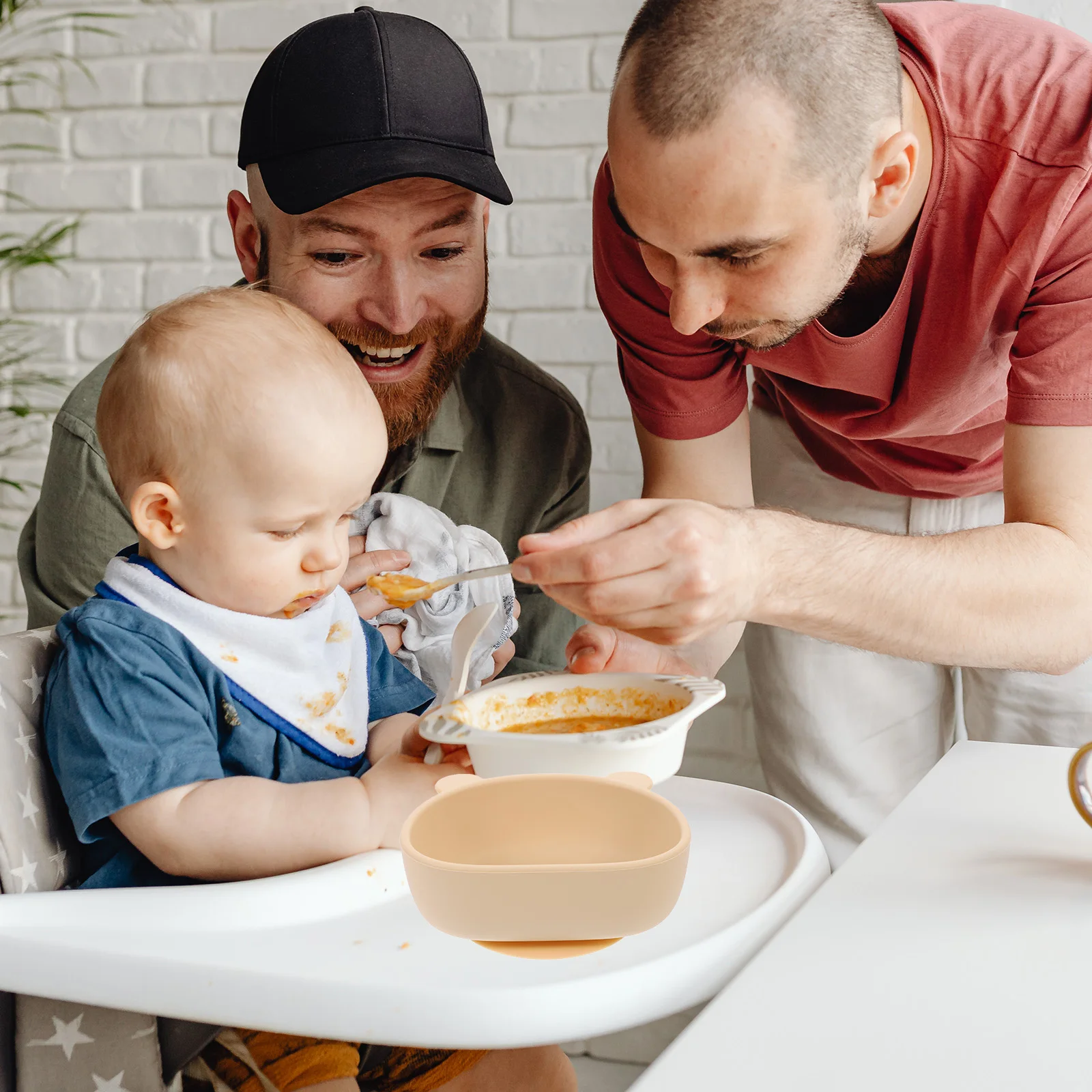 

Toddler Bowl Suction Cup Baby Feeding Bowls Infant Dishes Beige Silicone Non Slip Easy Grip Handle Kids Mealtimes Home Travel