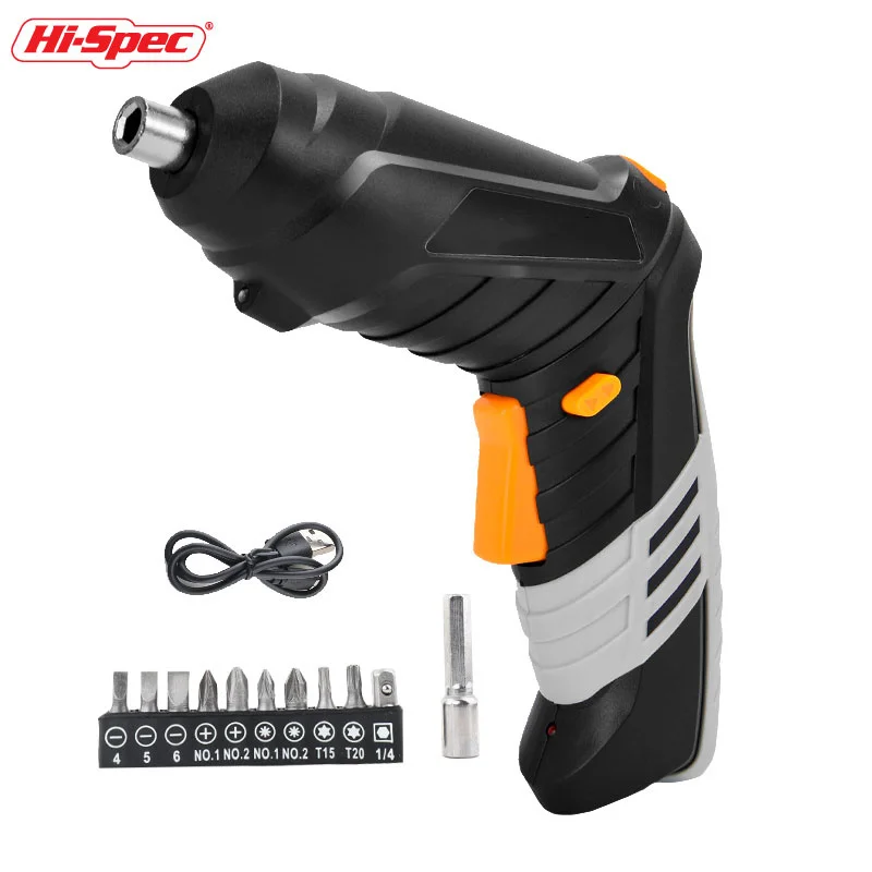 Hi-spec Electric Cordless Screwdriver Keyless Charging Battery Drill Screwdriver Multifunctional Portable Handheld Drill