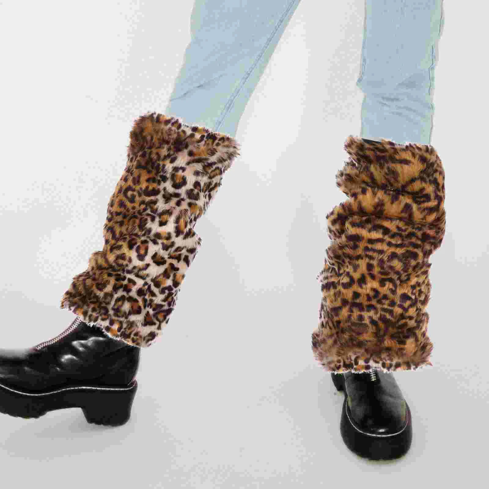 40 Cm Women Leg Warmer Long Boot Cuffs Cover Fur Faux Plush Quilted Jackets for