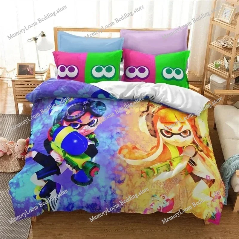 

Splatoon Bedding Set Single Twin Full Queen King Size Bed Set Adult Kid Bedroom Duvet cover Sets 3D Print Game bed sheet set