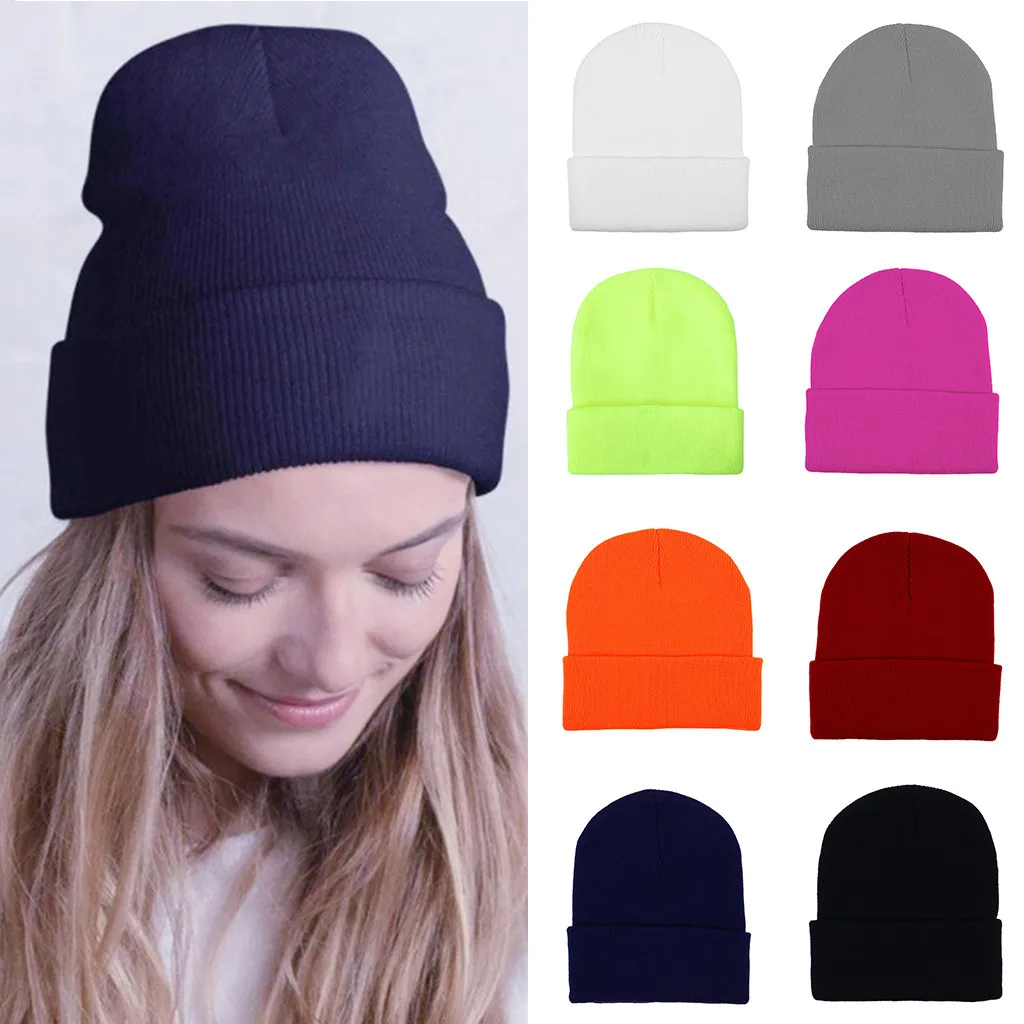 

Warm Winter Knit Hat Unisex Beanie for Men and Women Solid Color Stretchable Soft Yarn Round Skull Cap Casual Fashion