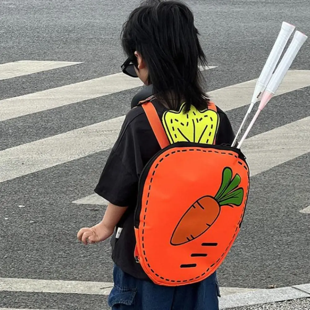 

Portable Children's Badminton Bag Lightweight Cute Tennis Carrot Bag Sport Nylon School Backpack Travel
