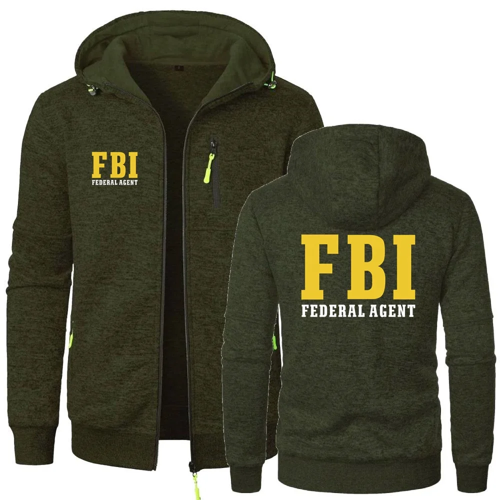 Men\'s Hoodies FBI Agent Secret Service Police CIA Staff Sweatshirts Cardigan Men Hooded Pullovers Outerwear Zipper Hoodies