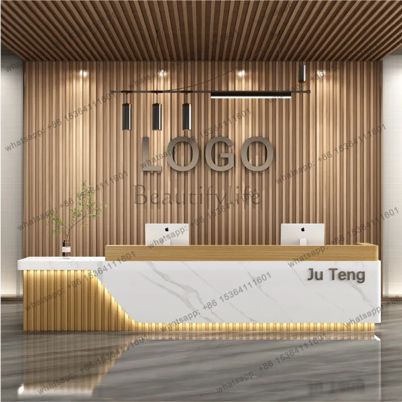 Factory Direct Sales Modern Creative Reception Counter Design Company Hotel Bar Training Institution Bath Center Cashier Desk Of