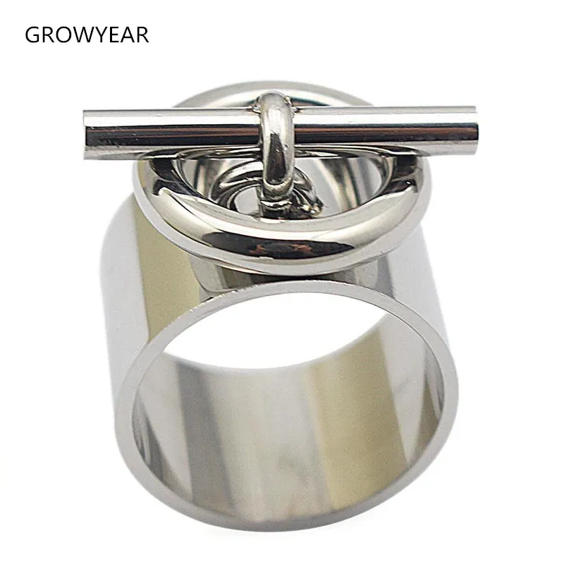 Women Stainless Steel Finger Ring Fashion Jewelry Wide Silver Color O Closure Lock Ring Size 7 11 10 6 9 8