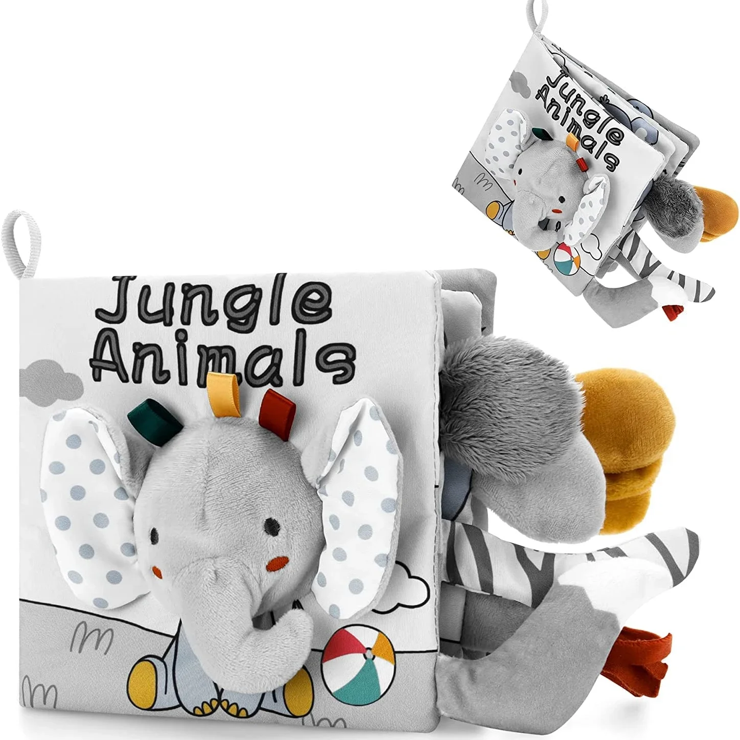 Durable Cloth Book with 3D Tail - Interactive, Chew-Resistant, Sound-Making for Early Learning and Cognitive Development -Gift