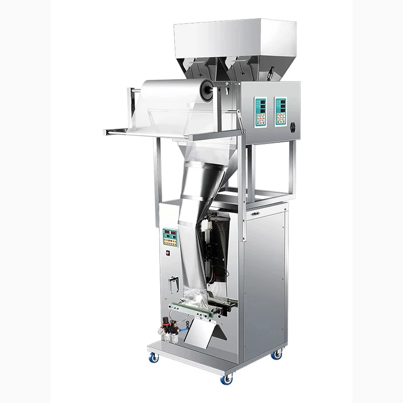 

Small 1-50G Automatic Packaging Machine Electric Double Weighing Sealer Suitable For Granular Powder Snacks Quantitative Filling