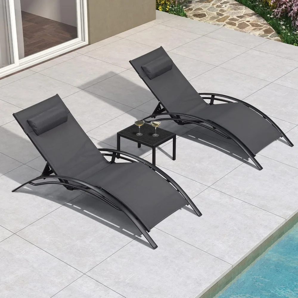 

Patio Oversized Chaise Lounge Chair Set with Side Table Pool Adjustable Recliner Chairs, Customized