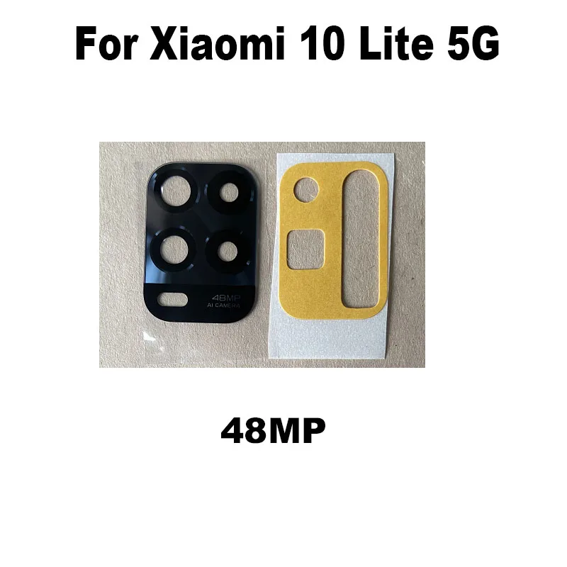 New For Xiaomi Mi 10 Lite Back Rear Camera Glass Lens Cover With Frame Glue Sticker Adhesive 4G 5G