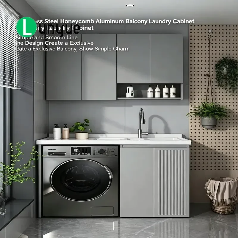 Modern PVC Laundry Cabinet with Ceramic Basin Integrated Sink Eco Friendly Easy Clean Durable Floor to Ceiling Design