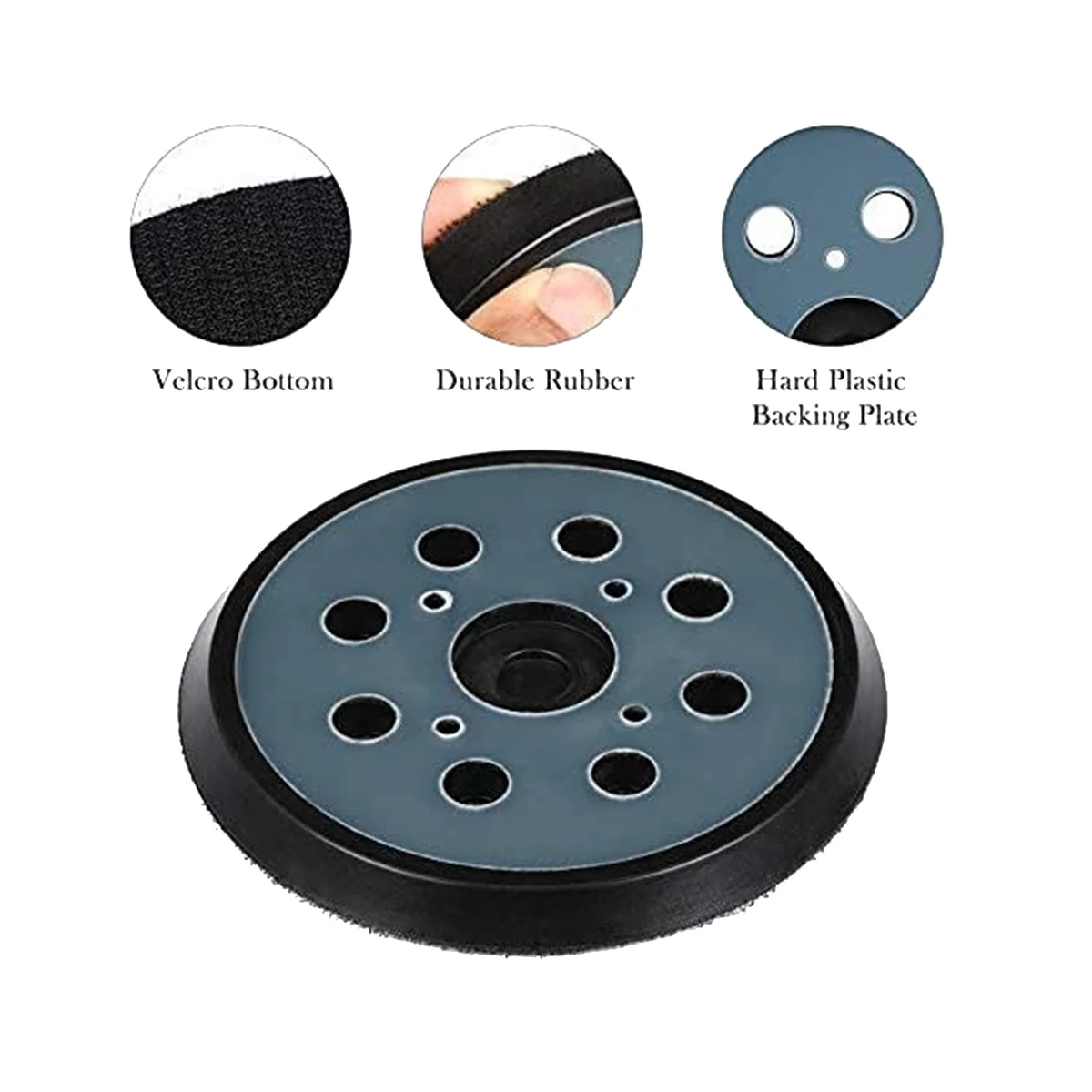 2 قطعة ساندر استبدال الوسادة ل ، 8 ثقوب 5 في الرملي أقراص هوك وحلقة ، الرملي أقراص الرملي وسادة المسار ساندر