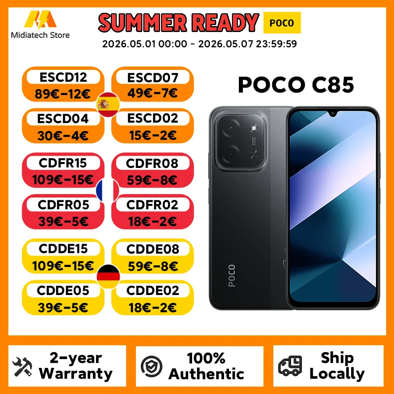 Versión Global del Teléfono Inteligente POCO C85, Cámara Dual con IA de 50MP, P…