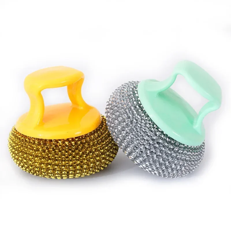 Detachable Stainless Steel Cleaning Ball Washable Handle Steel Wire Cleaning Brush Multipurpose Kitchen Wash Pot Dish Bowl Brush