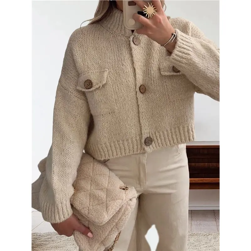 【RECOMENDAR】سترات نسائية عصرية بأزرار لأعلى ورقبة وهمية وأكمام طويلة معاطف خارجية متماسكة ومكتنزة