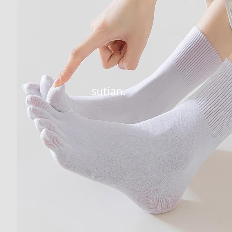 4 Pairs Women Thin Toe Silk Short Socks Summer Nylon Solid Loose Sweat-Absorbing Quick-Drying Breathable soft 5 Finger Socks