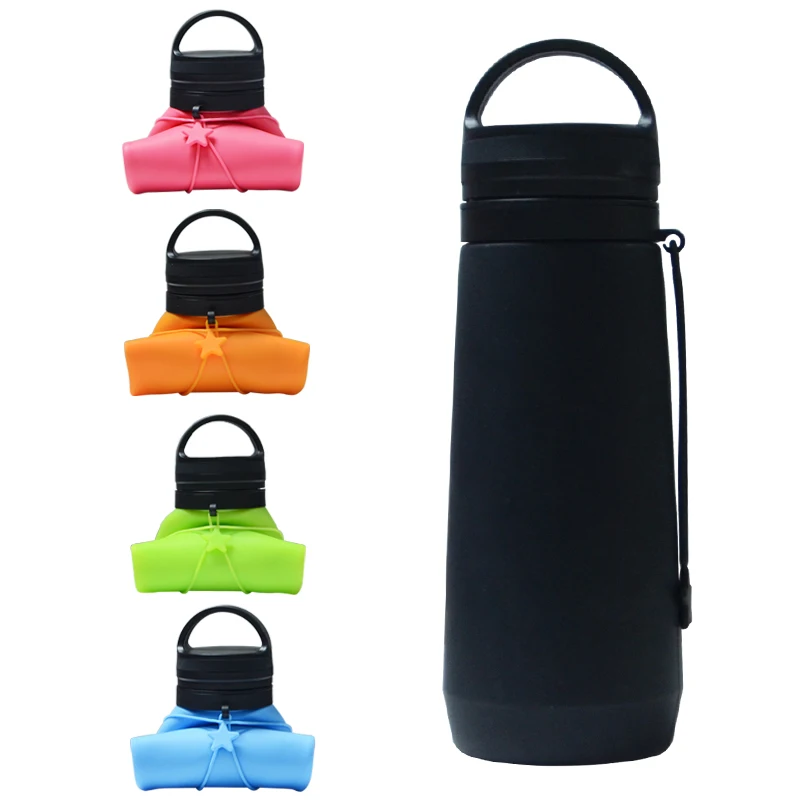 750ML Collapsible Water Bottle, Reuseable BPA Free Silicone Foldable Bottles Portable Hiking Cup For Outdoor Mountaineering Tour