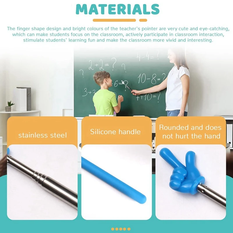 4 Pcs Teacher Pointer Stick Telescoping Hand Pointer Retractable Pointer Finger Reading Aid For Presentation Whiteboard