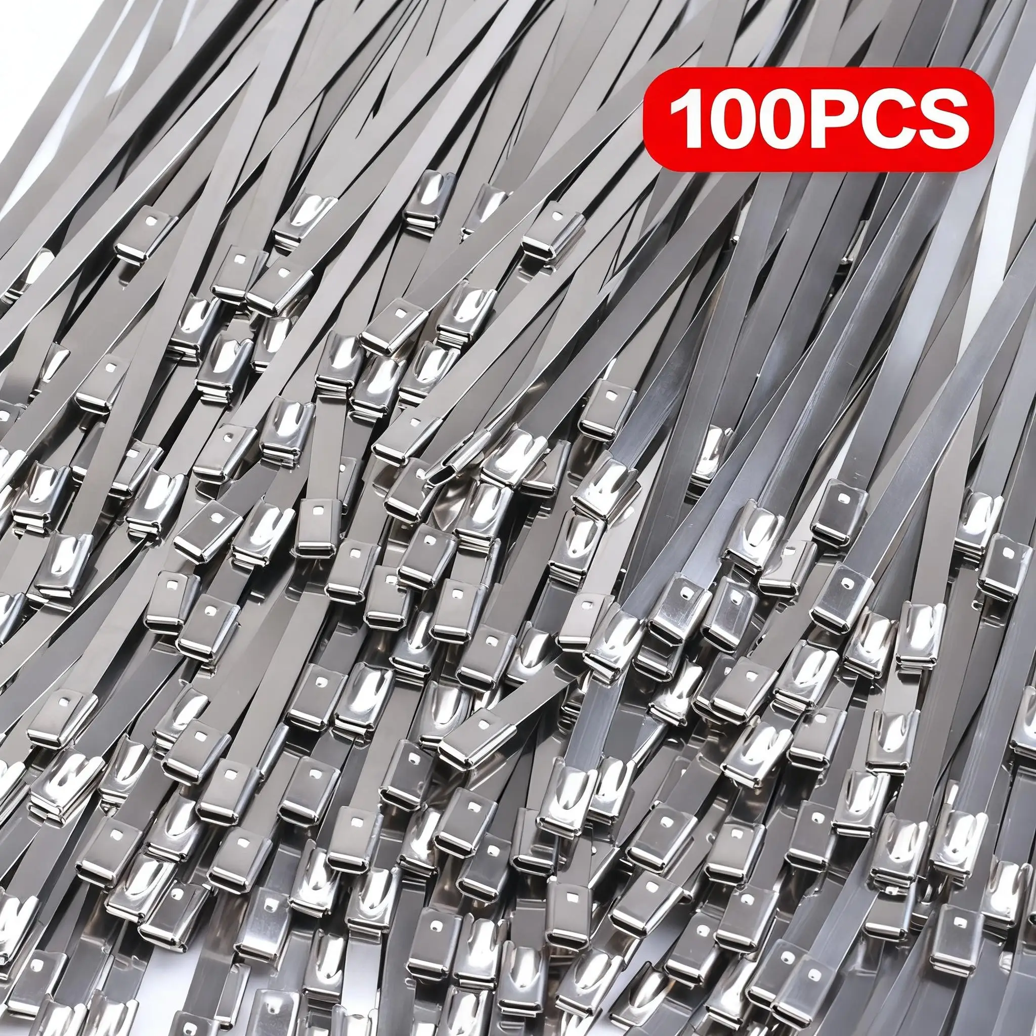 10/100 Uds. Bridas de Metal autoblocantes, organizador de corbatas de Cables de alta resistencia reutilizable, sujetador de brida con cremallera de acero inoxidable multifunción