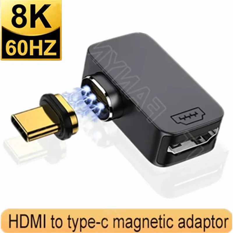 USB C to HDMI Magnetic Adapter Type C Male to HDMI Female 90 Degree Right Angle Converter Magnetie 4K@60HZ for Laptop Samsung