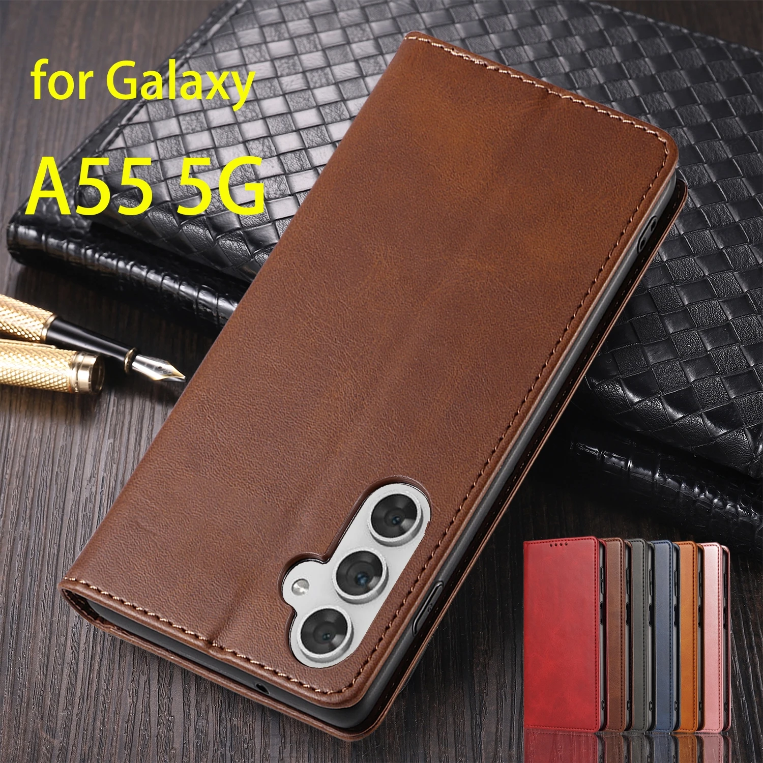 Leather Case for Samsung Galaxy A55 5G Card Holder Holster Magnetic Attraction Cover A55 5G Wallet Flip Case Capa Fundas Coque