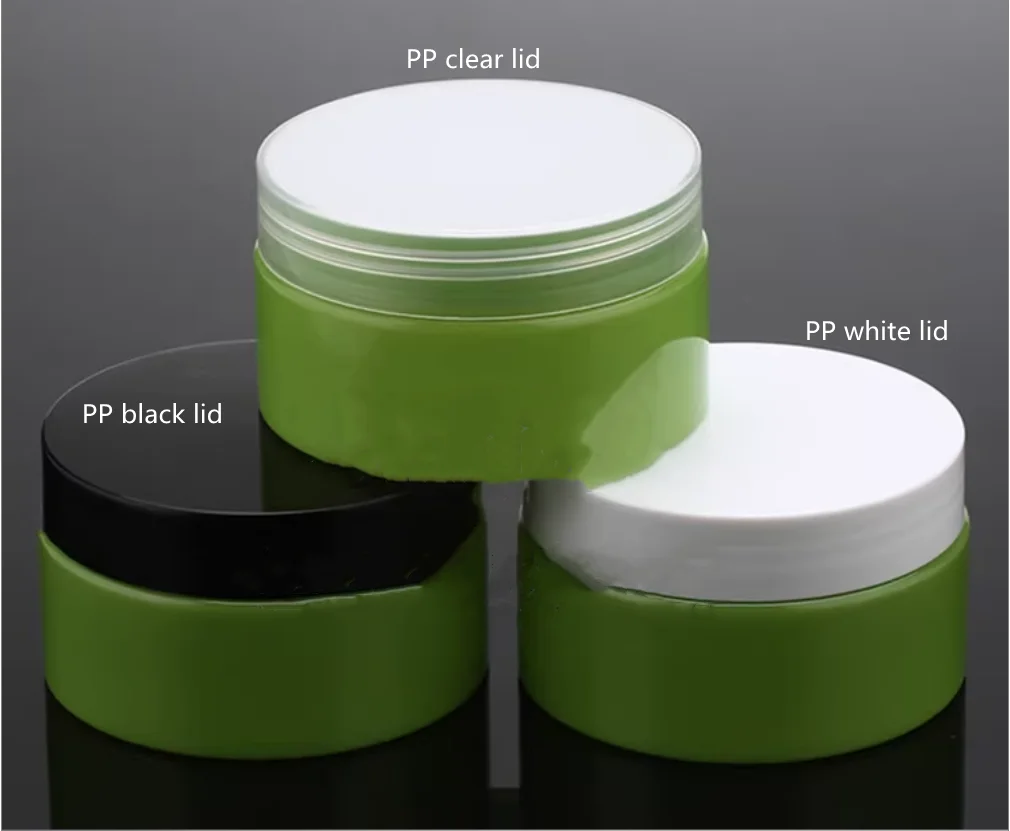 10/30/50pcs 100g Aloe Green Plastic Jar With Aluminum /PP Lids Cream Jar Empty Cosmetic Containers Makeup Box  Wholesale