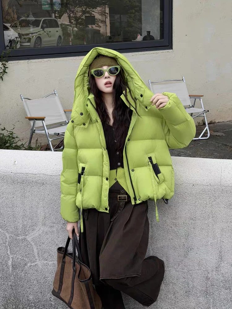 الشتاء نفخة مقنعين قصيرة الصلبة أسفل سترة الإناث سستة رشاقته الدافئة السترات النساء الأبيض بطة أسفل مقاوم للماء باركر أبلى