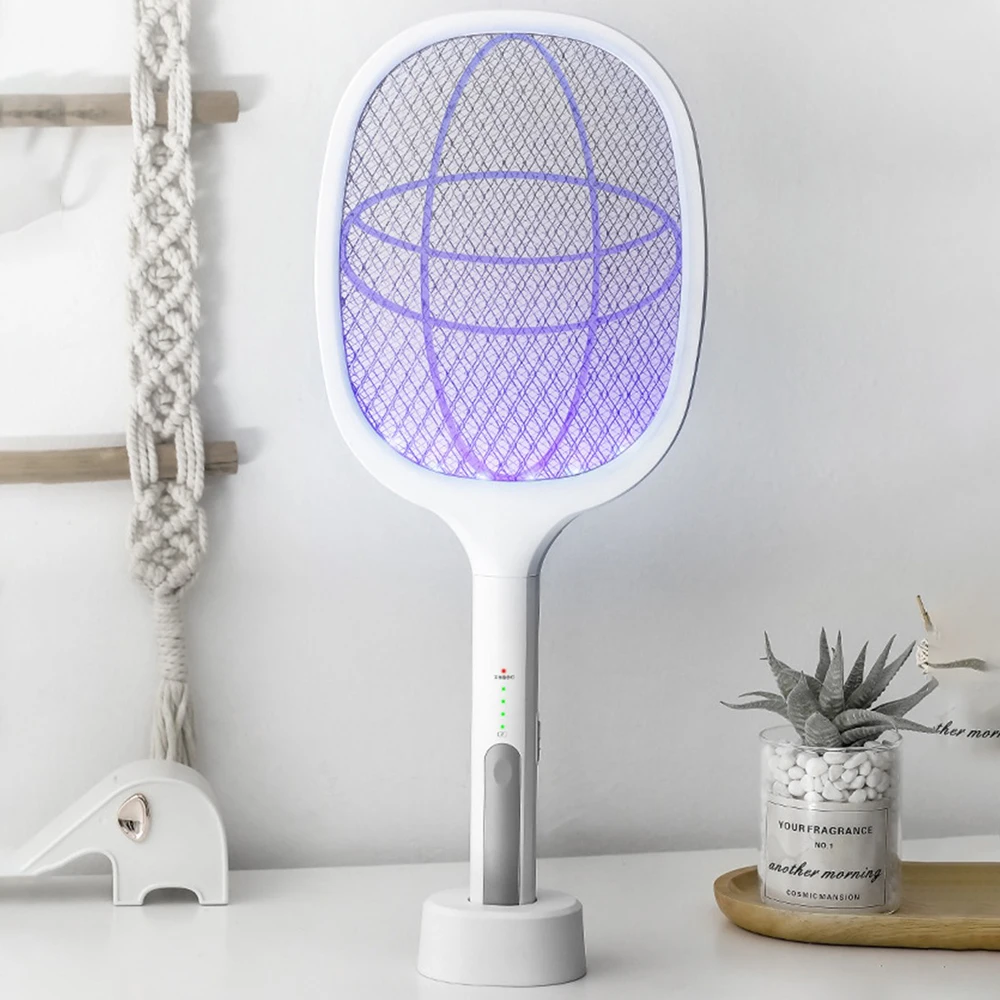 

2 IN 1 Electric Mosquito Racket USB Rechargeable with Purple Lamp Seduction Trap Household Summer Night Baby Sleep Protect Tools