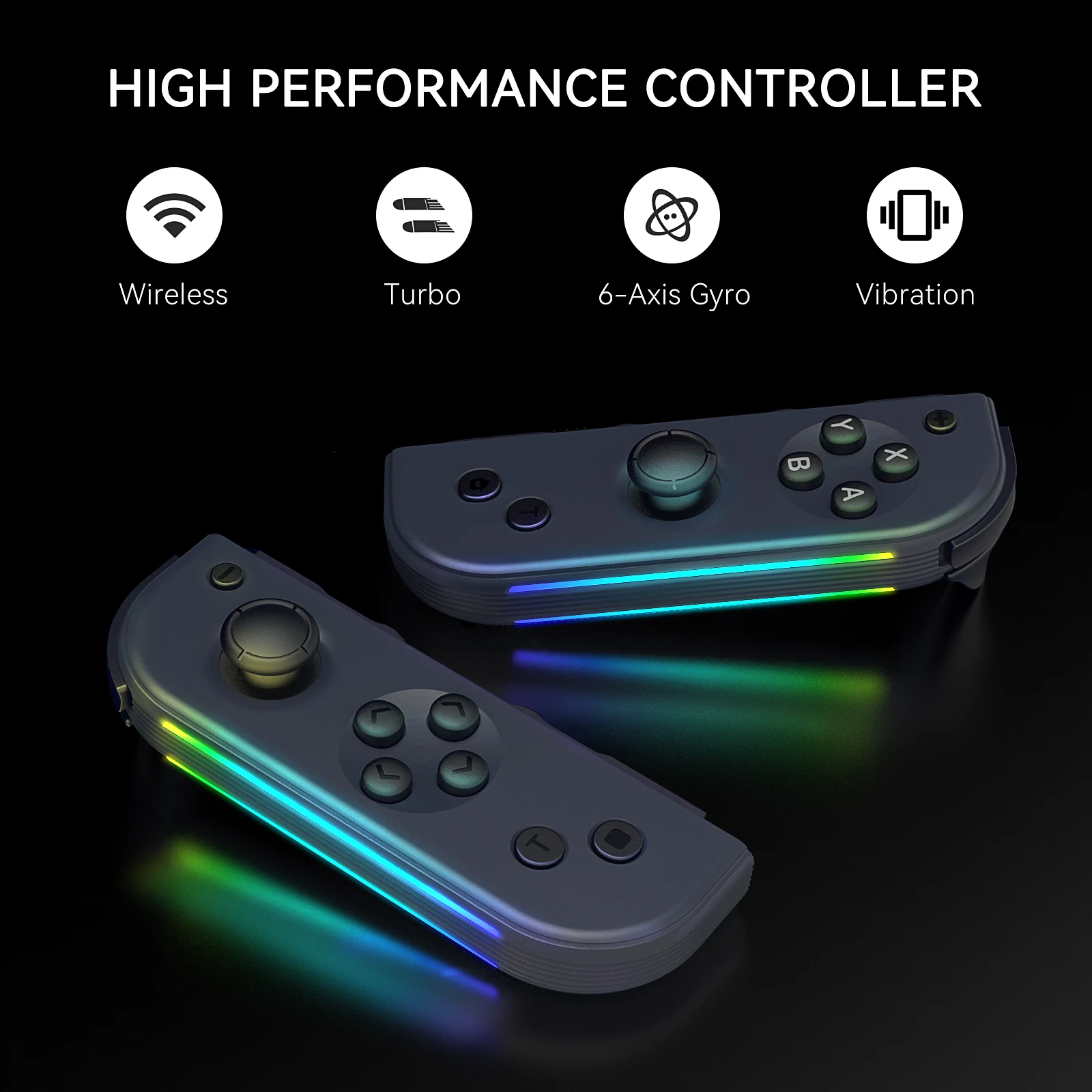 Ersatz für Switch-Controller, kompatibel mit Switch-Controllern mit Beleuchtung, unterstützt doppelte Vibration/Wake-up/Screenshot