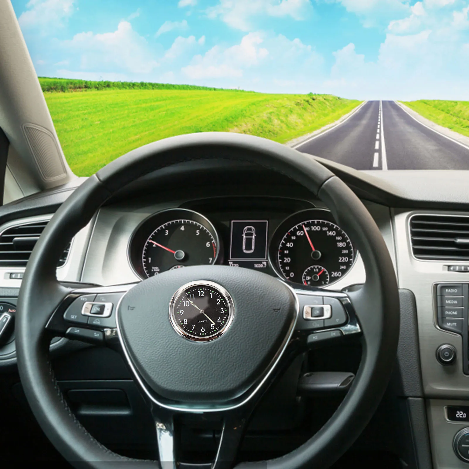 2 قطعة لوحة سيارة على مدار الساعة لاصق مؤشر مضيء للرؤية الداكنة سهلة التركيب أسود أبيض داش ساعة السيارة #1