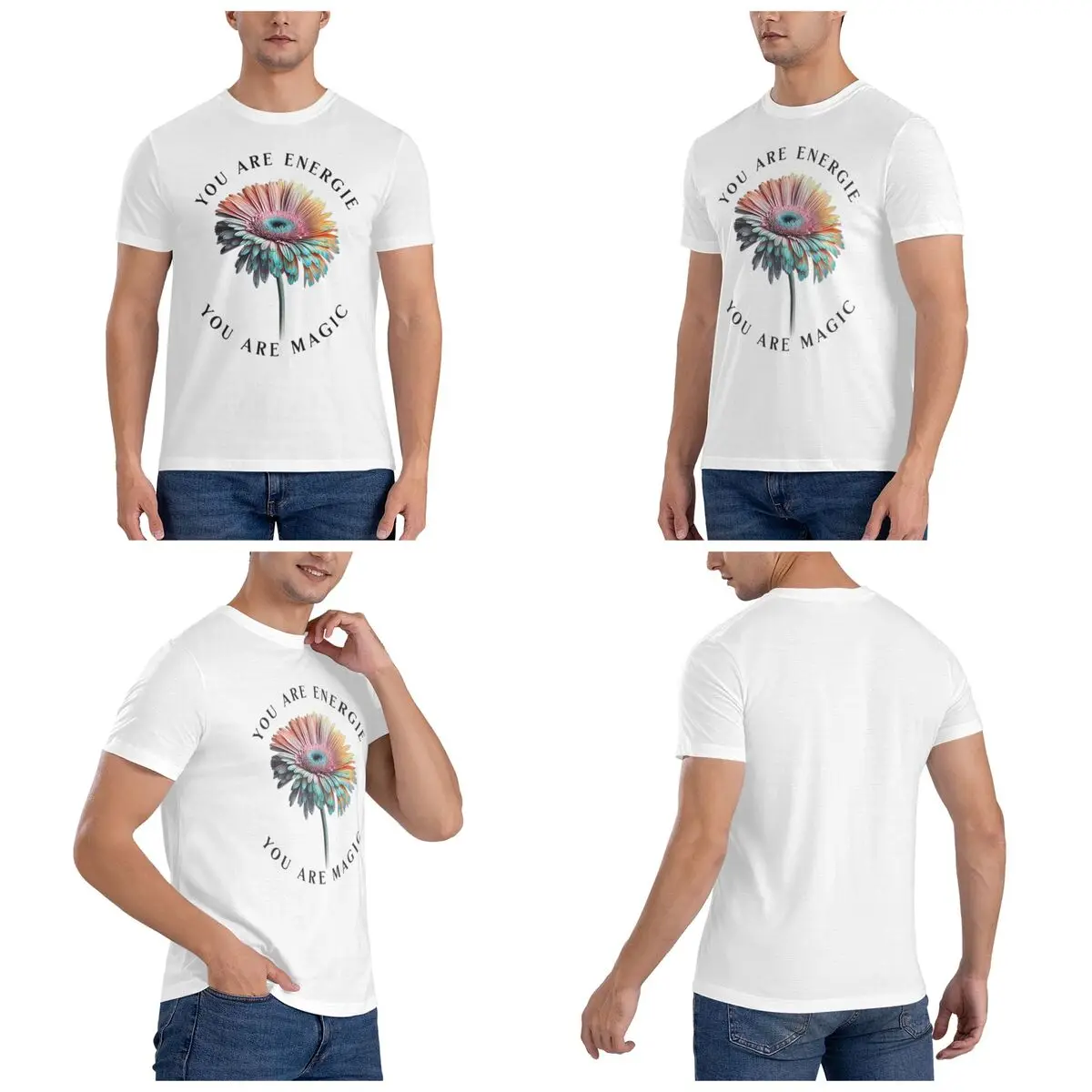 Pastel-colored Gerbera Flower Men T-Shirt Fashion Plus Size T Shirts Men's O-Neck Cotton Tees Short Summer Male