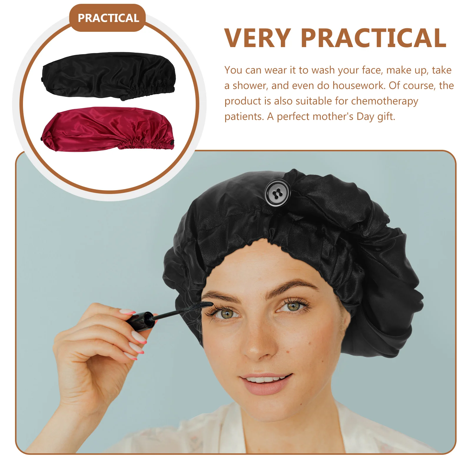 

2Pcs Satin Women Hair Care Bonnets Elastic Sleep Hats Comfortable Sleeping Caps Satin Bonnets Elastic Sleep Hat