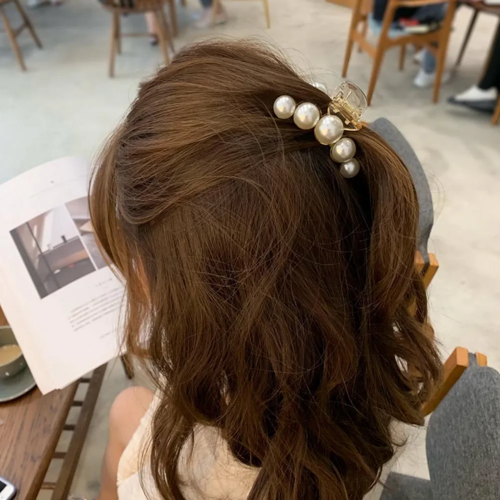 

2pcs Pearl Hair Clips Women Creative Barrettes Hairpin Beige Durable Smooth Non Slip for Daily Party Shower Comfortable Sturdy