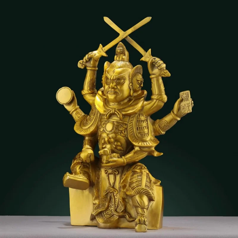 Pure Brass King Lingguan Marshal Bronze Statue Ornament Decoration Craft Fire God Horse Lord Three Statues Home Decor