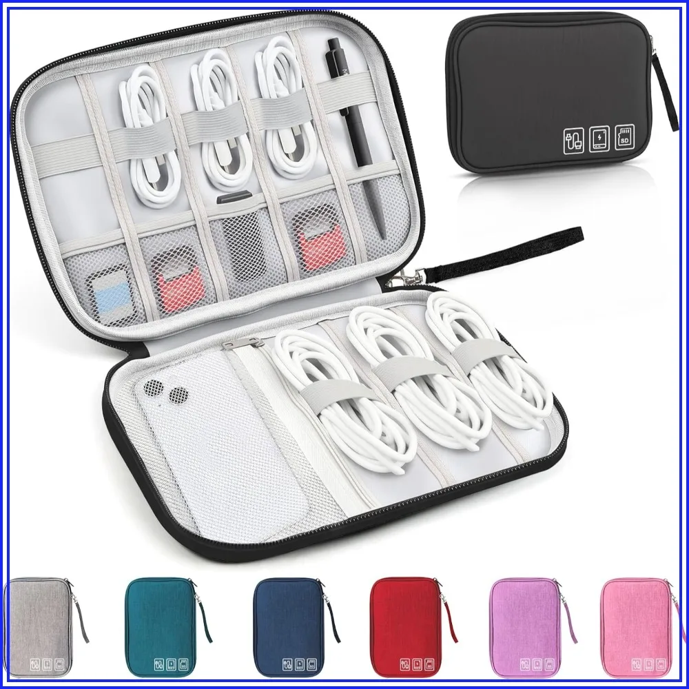 Tech pouch doble capa para cables USB y accesorios pequeños