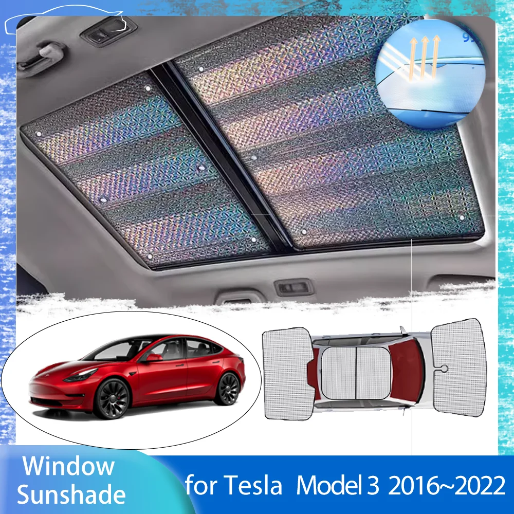 

Car Sunshade For Tesla Model 3 2016~2022 2021 Front Rear Windshield Sunroof Anti-UV Thermal Insulation Sun Protection Accessorie