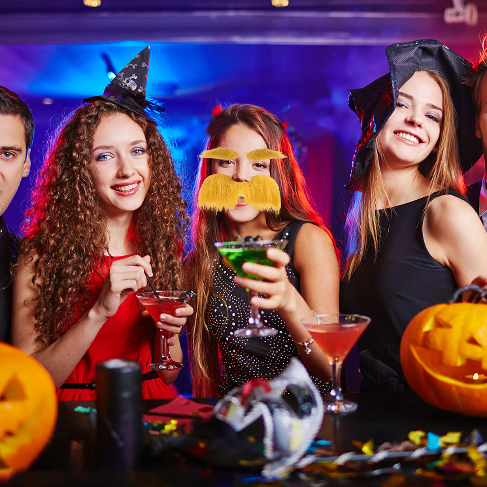 

1 Set Fake Beard Eyebrow Costume Prop For Halloween Cosplay Party Carnival Stage Performance Decor, Cloth Lightweight Adhesive