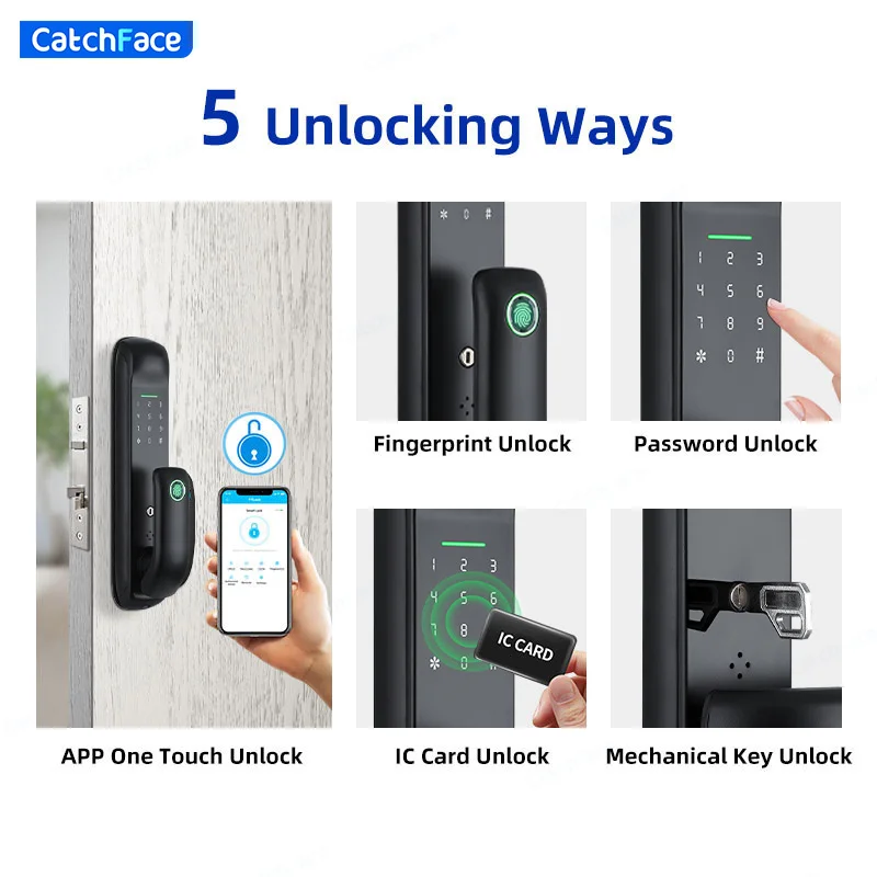 WIFI App Electronic Door Lock, Intelligent Biometric Door Locks Fingerprint, smart wifi Digital Keyless Door Lock
