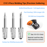 3PCS E10 soldering iron tips include E10-K knife tip +E10-C horseshoe tip +E10-B round tip dedicated soldering iron accessories