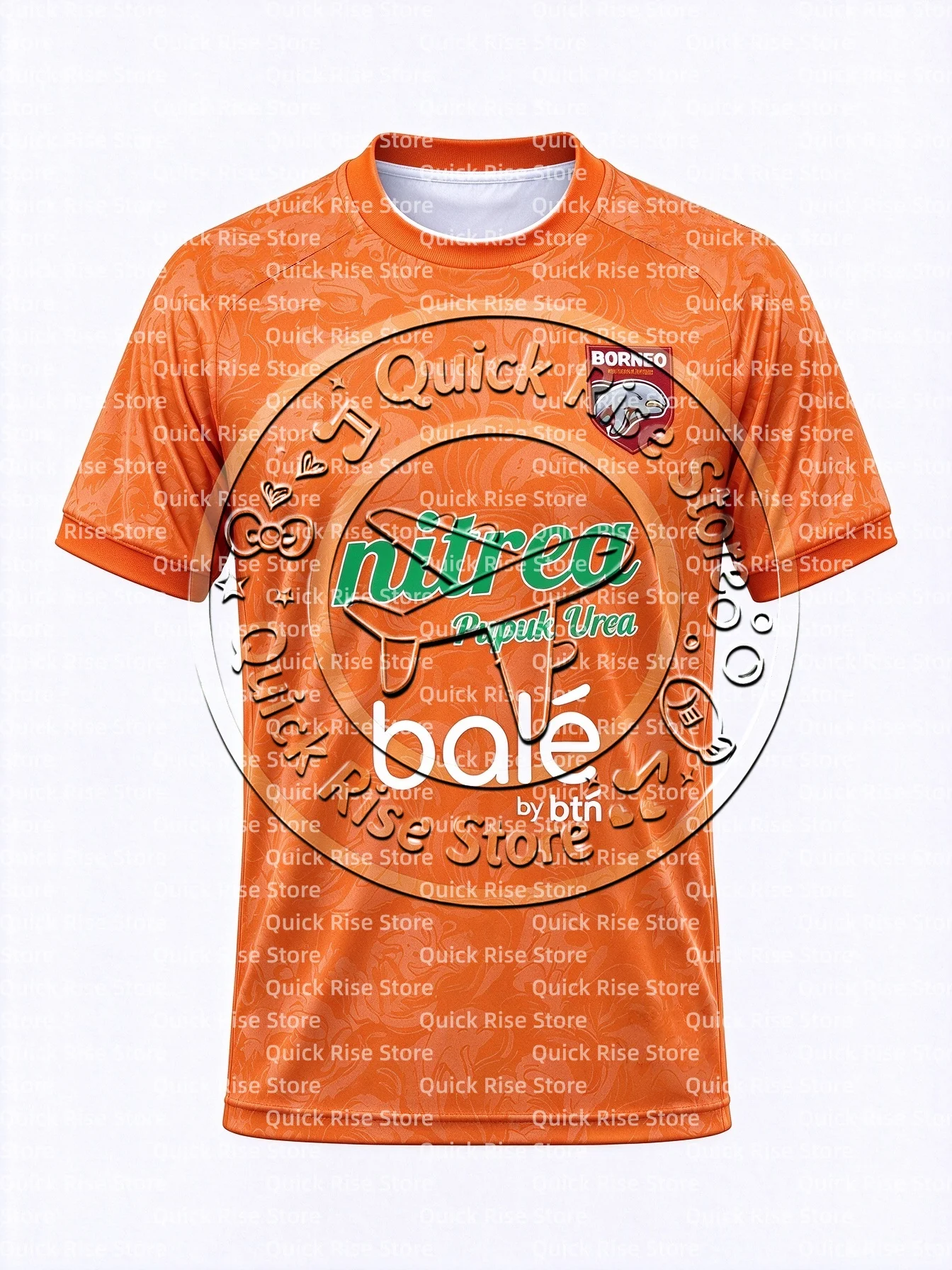 Pusamania Borneo Home Football Jersey White Orange Trim Short Sleeve Soccer Shirt Men Kids Fan Training Uniform Quick Dry Tee