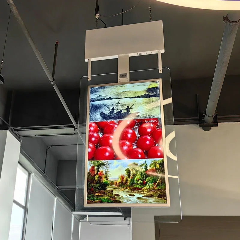 43 55 inch lcd advertising equipment double side screen ceiling digital signage and displays window display for supermarket mall