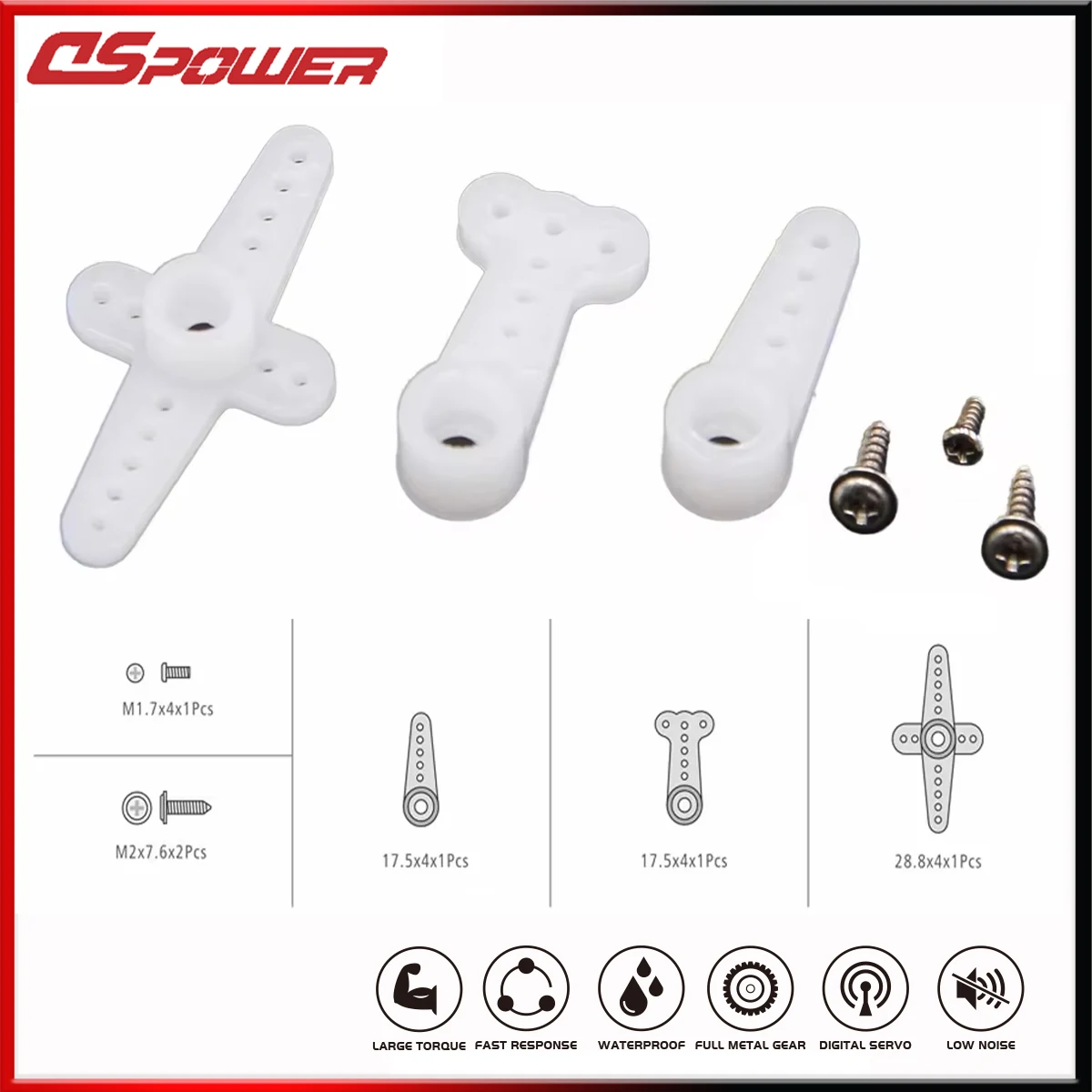 Dspower-rcサーボアームダブルヘッドラウンドタイプステアリングギア、rcカー用アクセサリーセット、ドローン、飛行機モデル、クローラー部品、25t、28t