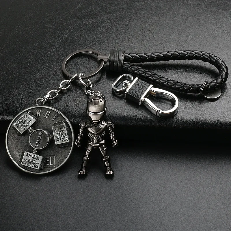 Marvel Avengers Spiderman Iron Man Keychain Rotate Relieve Anxiety Toy Creative Keyring Car Bag Key Holder Accessories Fashion