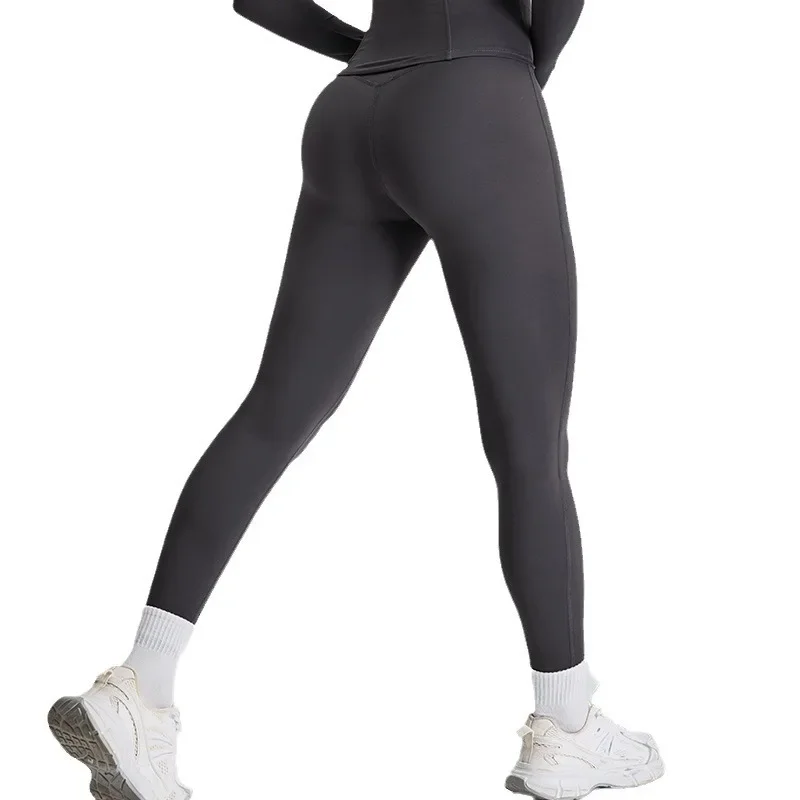 

Autumn winter new nude yoga pants women's peach hip-lifting fitness pants outer running quick-drying breathable sports leggings