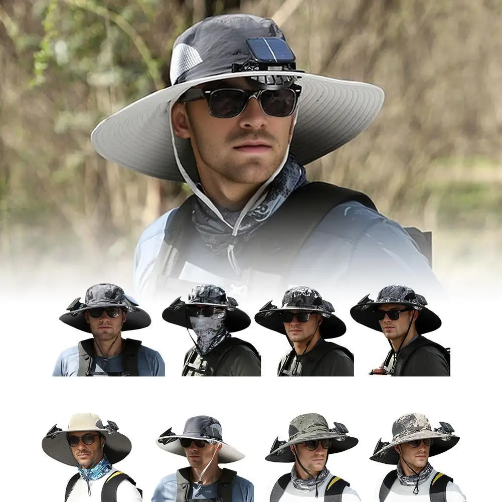 

Solar Fan Outdoor Fishing Hat Sun Protection Fan Solar Big Wind Summer Big Rim Sunblock Hat Male Visor Fisherman Hat Quick Dry