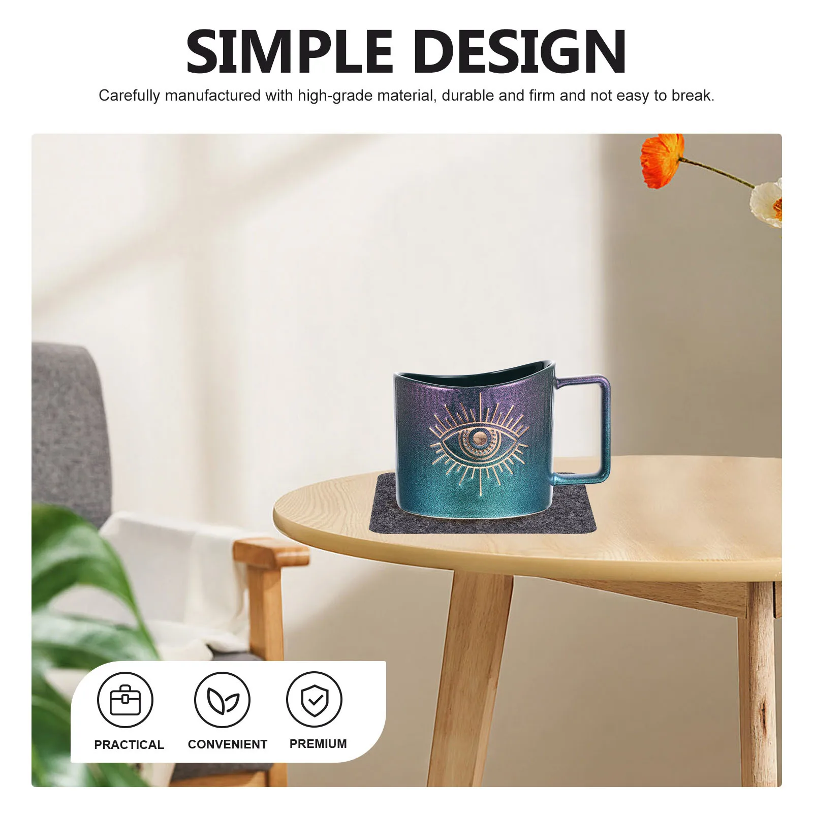 

4Pcs Felt Coaster Set Insulated Cup Mats Heat Resistant Table Placemat Protective Cup Pads for Home Restaurant Cafe